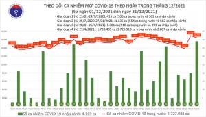 Biểu đồ số ca mắc COVID-19 tại Việt Nam tính đến tối ngày 31/12