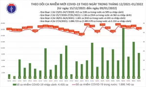 Biểu đồ số ca mắc COVID-19 taị Việt Nam tính đến chiều ngày 9/1